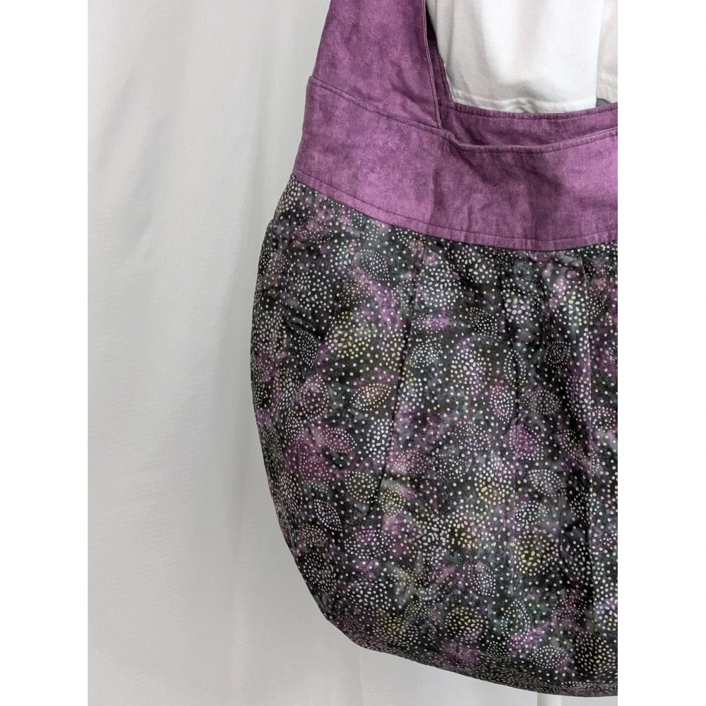 Purple Black Boho Hobo Bag Batik Print Festival Shoulder Purse Slouch Tote